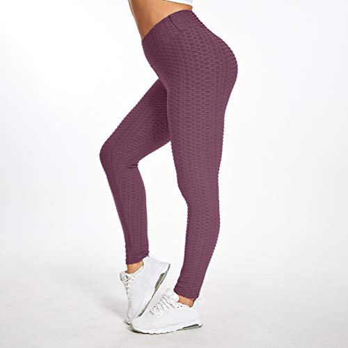 N-B Mallas de Deporte de Mujer Pantalones de Cintura Alta Tallas Grandes Push Up Secado Rápido Running Llanura Colores Leggings Medias Mayas de Deportivas Elásticos Transpirables S- 3XL