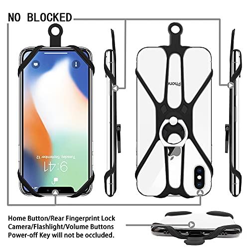 N-O teléfono móvil Lanyard Estuche de Correa para el Cuello del teléfono Celular Correa Case Holder Neckstrap Universal para teléfono Inteligente iPhone Samsung Google LG HTC Huawei 4.7”-6.5” Negro