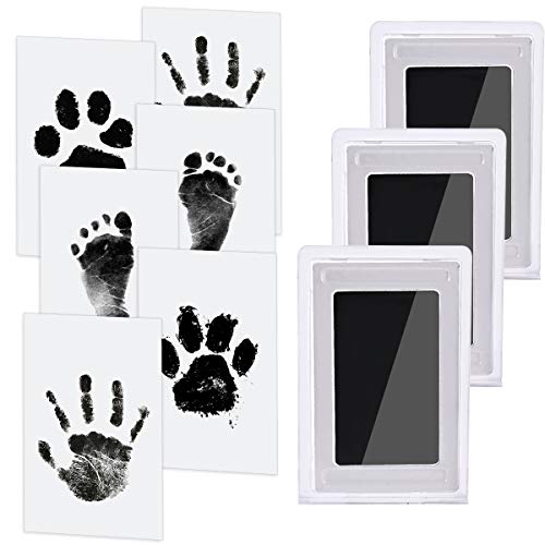 Nabance Kit Huella del Pie, 6 Tarjetas de Impresión y 3 Plantillas, Kit de Huellas Bebé Pie y Manos Almohadillas de Tinta No Tóxicas, No se Mancha, Kit Huella del Mascota, Regalo de Bautizo o Recuerdo