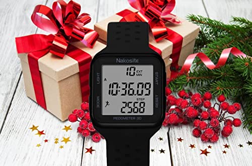 NAKOSITE FIT2433B Reloj Podometro Cuenta Pasos Cronometro Fitness Inteligente Smartwatch sin Conexión sin Aplicaciones sin Telefono para Mujer Hombre Niños. Pulsera Actividad. Negro y Hermosas