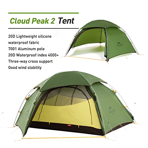 Naturehike Cloud Peak Carpa Hexagonal Carpa Mochila de 4 Estaciones Adecuada para Trekking al Aire Libre Campamento para 2-3 Personas con Tapetes (Verde)