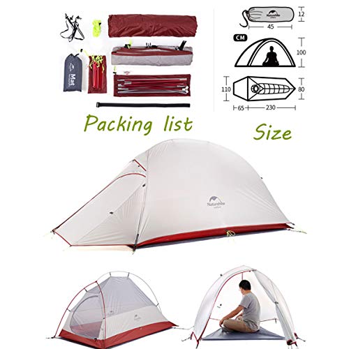 Naturehike Cloud-up 1 Tienda de Campaña Ultraligera para 1 Persona - Tienda Impermeable de Doble Capa para Trekking, 4 Estaciones (Gris)