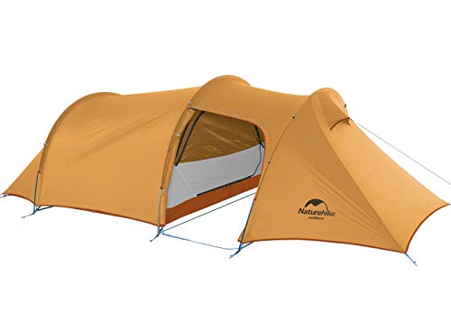 Naturehike Opalus Carpa para Mochileros Carpa Familiar Espaciosa y Liviana para 2/3 Personas Carpa Túnel para 2/3 Personas con Toldo (210T Naranja-3P)