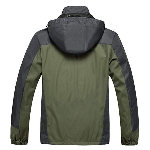 Naudamp Chaqueta Impermeable Softshell para Hombre Chaqueta de Senderismo Ligera a Prueba de Viento al Aire Libre Abrigo con Capucha Cortavientos