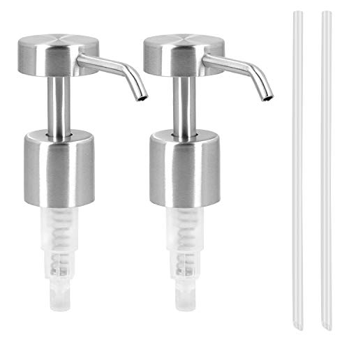 Navaris 2X Dispensador de jabón líquido - Set de 2X Recambio de dosificador de Acero Inoxidable de Repuesto - Cabezal para Botellas de 26-28 MM