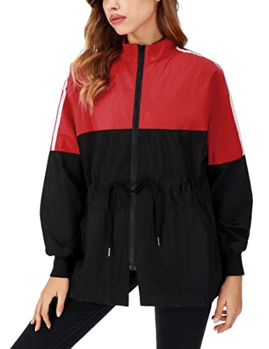 NC Chaqueta Cortavientos Mujer Dportivos Rompevientos Chaqueta Primavera Mujer Abrigos Casual Poliéster para Ciclismo Deportes Moto Rojo XXL