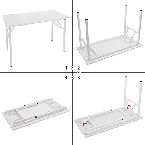 Need Mesa Plegable 120x60cm Mesa de Ordenador Escritorio de Oficina Mesa de Estudio Puesto de Trabajo Mesas de Recepción Mesa de Formación, Blanco