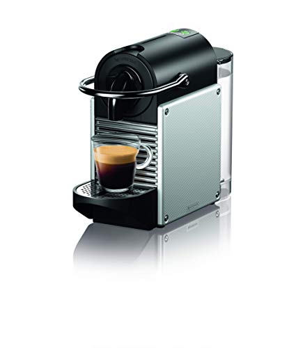 Nespresso De'Longhi Pixie EN124.S Cafetera monodosis cápsulas, 19 Bares, depósito Agua 0.7 L, Apagado automático, Plata, Incluye pack de bienvenida con 14 cápsulas