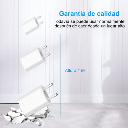 Newding Cargador para i Phone Apple 6, 6S, 7 Plus, 8, 11, SE, XR, X, XS, XS MAX, Airpods, i Pad Mini, i Pod Touch 5, Mini Adaptador Enchufe 5W de Movil y USB Cable