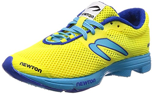 Newton Running Distance Elite, Zapatillas de Running Niñas, Amarillo neón Amarillo Azul 001, 35.5 EU