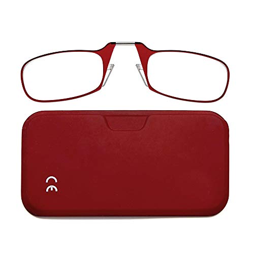 NEWVISION® Gafas de lectura con funda, sin barras, gafas de vista para hombre y mujer, unisex, ultra delgadas, sin patillas, con funda compacta portátil NV1171(+1.00, rojo)