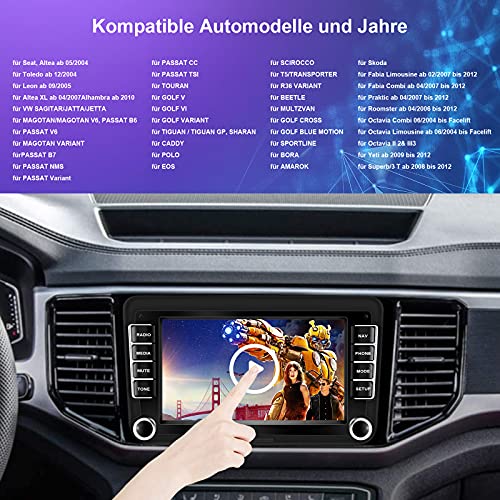 NHOPEEW Radio de Coche 2 DIN Android 10.0 con Carplay para VW Golf V Vi Passat B6 Polo Skoda 7 Pulgadas HD Pantalla Táctil GPS Estéreo con WiFi Bluetooth RDS Dab SWC + Cámara Trasera