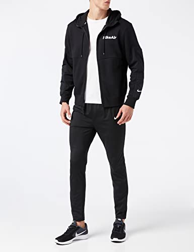 NIKE M NSW Air Hoodie FZ FLC Sweatshirt, Hombre, Black/Black/Black/White, L