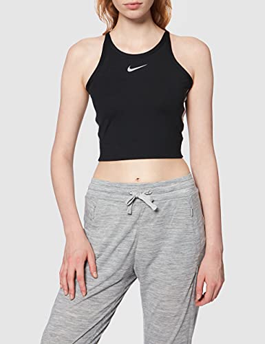 NIKE W Nk Crop Tank Surf Camiseta, Mujer, Black/Atmosphere Grey/Reflective silv, M