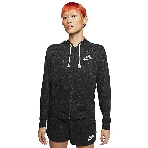 NIKE W NSW Gym VNTG Hoodie FZ Sudadera, Mujer, Black/Sail, M