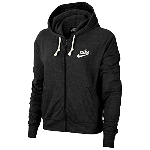 NIKE W NSW Gym VNTG Hoodie FZ Sudadera, Mujer, Black/Sail, M