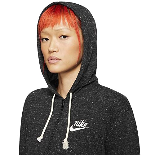 NIKE W NSW Gym VNTG Hoodie FZ Sudadera, Mujer, Black/Sail, M