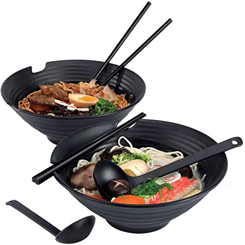 Noble Createaprototype Japonés Conjuntos de Cuencos de Ramen (6 Piezas), Tazón de Sopa de Fideos Ramen japoneses Grandes de 37 Oz, Cuencos de Melamina de Plástico Duro, para Fideos, Pho, Fideos, Udon