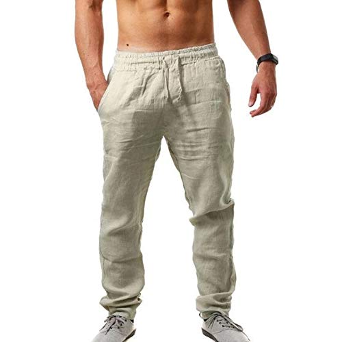 NOBRAND Primavera y Otoño Nuevos Hombres Grande Hip-hop Transpirable Algodón Cáñamo Ocio Pantalones Deportes Pantalones Hombres