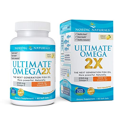 Nordic Naturals Ultimate Omega 2X con Vitamina D3, 2150Mg de Limón - 60 Cápsulas Blandas, 140 G