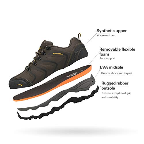 NORTIV 8 Zapatos de Senderismo Hombres Zapatillas Trekking Impermeables Botas Montaña Ligeros al Aire Libre 160448-LOW Negro Marrón Bronceado 42 EU/9 US