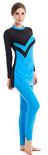 Nuevo Musulmán Trajes de baño para Mujer islámico Hijab Modesto Muslim Swimwear Completo Cubrir Nadando Ropa de Playa Nadar Traje Disfraz (Azul -3, Int'l 3XL)