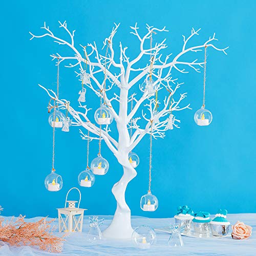 Nuptio Mini Colgante De Cristal Tealight Candle, Globos De Cristal con La Vela del LED, Diámetro De Los 6cm, Decoración del Árbol del Banquete De Boda (10 Piezas + 2 Piezas)