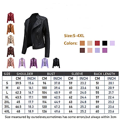 OADOBKICE Chaqueta Moto Mujer Abrigos Mujer Chaquetas Mujer Chaqueta Cuero Chaqueta Cuero Mujer Tops Cortos Mujer Barato Mujer Chaqueta Top Elegante Mujer Chaqueta Cuero Mujer Negro Violeta L