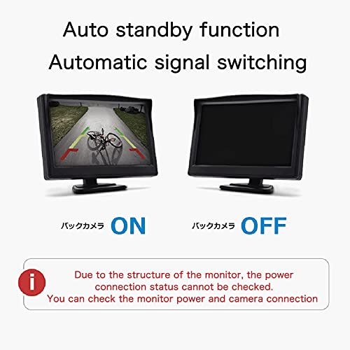 OBEST Pantalla LCD de 5 Pulgadas, Monitor de Respaldo de Cámara de Marcha Atrás Impermeable para Vista Trasera, para Camioneta SUV Automóvil, DC 12V