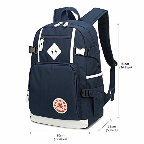 Ocasional ligero morral de la escuela de la lona de viajes margen mochila portátil. Mochilas escolares del adolescente al aire libre Daypacks (20L G Azul)