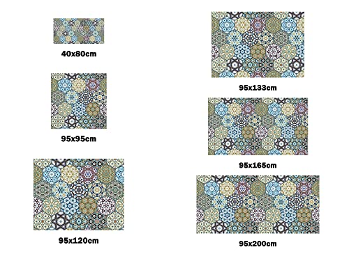 Oedim Alfombra Hexagonos Multicolor PVC | 95 cm x 165 cm | Moqueta PVC | Suelo vinilico | Decoración del Hogar