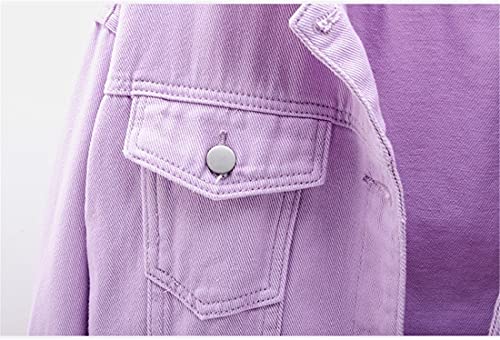 OLIPHEE Chaqueta Vaquerapara Mujer con Botones Casual Primera Y Verano Violeta -3XL