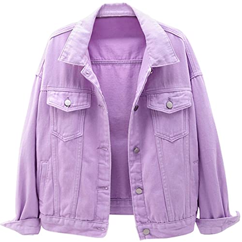 OLIPHEE Chaqueta Vaquerapara Mujer con Botones Casual Primera Y Verano Violeta -3XL