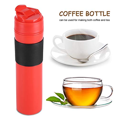 Omabeta 350ml Botella de Prensa de café portátil Té Cafetera Botella de Prensa de café Taza de Agua Potable Accesorio de café para Oficina Coche Viajar al Aire Libre(Rojo)