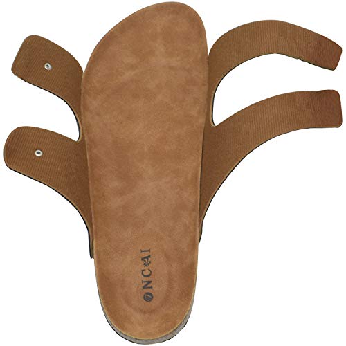 ONCAI Mules Sandalias para Hombre con Punta Abierta, Cuero Cómodas de Playa con Hebilla Zuecos Sandalias para Hombre Verano Zapatillas de Corcho para Caballeros Gris Talla 45