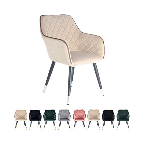 One Couture Silla con reposabrazos, Beige Y Marrón, 61cm x 58,8cm x 86cm