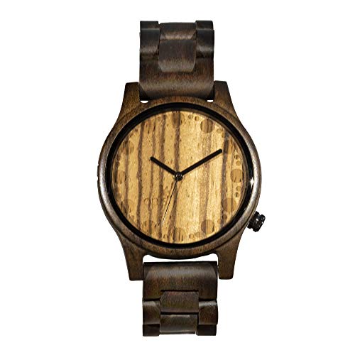 Opis UR-M3 Relojes Correa de Madera Pura para Hombres (Sándalo Negro/Madera de Cebra)