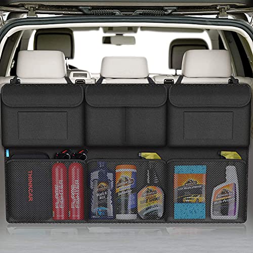 Organizador Coche- Organizador Maletero Coche de Gran Capacidad Organizador de Maletero para Coche con 6 Gran Bolsillos, Bolsa Maletero Coche para SUV, MVP(Bolsillos de malla108×60)