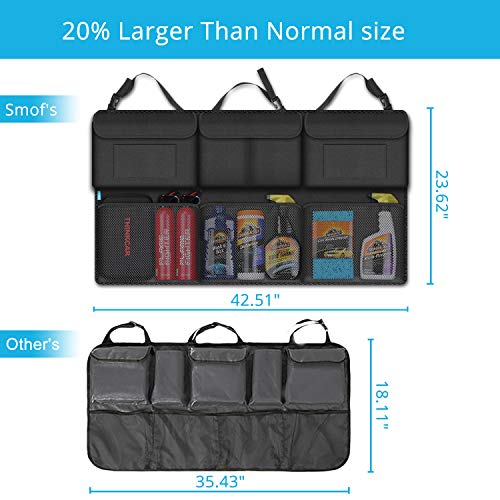 Organizador Coche- Organizador Maletero Coche de Gran Capacidad Organizador de Maletero para Coche con 6 Gran Bolsillos, Bolsa Maletero Coche para SUV, MVP(Bolsillos de malla108×60)