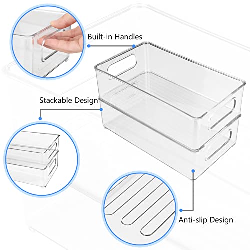 Organizador Nevera, Organizadores para la Despensa, Organizador Frigorifico Transparente Almacenaje Nevera Ahorra Espacio para la Cocina, Despensa (4 Piezas 25.5 x 15 x 7 CM)