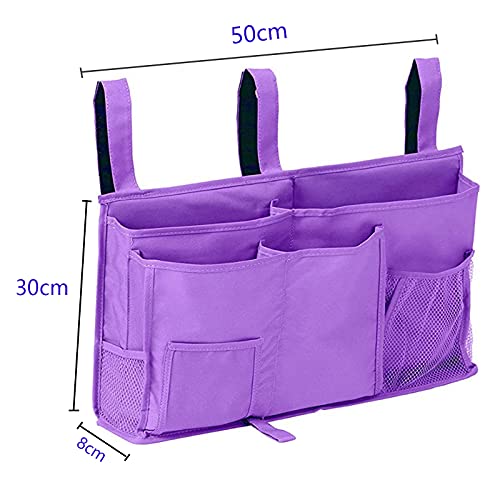 Organizador Para Colgar - Gran Capacidad 8 Bolsillos Bolsa de Almacenamiento,Organizador de Cama para móvil,para Literas, Dormitorios, Barandillas, Cochecito,Cuna y Silla(Violeta)