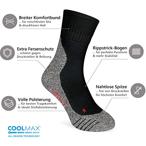 ORIGINAL BASICS Coolmax - Calcetines deportivos para hombre y mujer (2-8 pares) 4 pares (negro y gris) 35-38