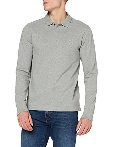 ORIGINAL PENGUIN Sticker Pete Raised Rib Polo, Gris (Rain Heather 080), X-Small para Hombre