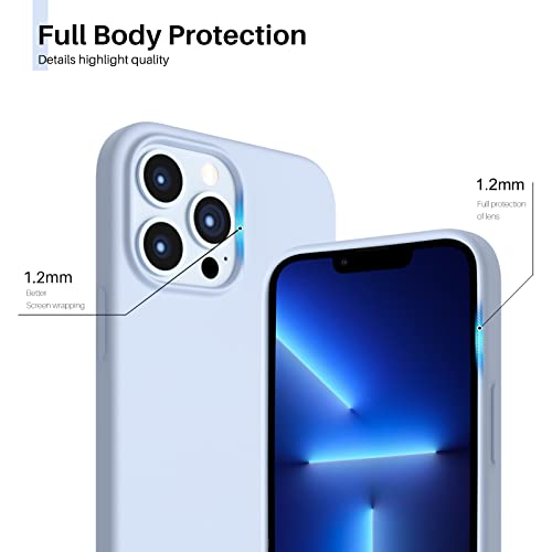 ORNARTO Funda Silicone Case Compatible con iPhone 13 Pro MAX, Protección de Cuerpo Completo,Carcasa de Silicona Líquida Suave Antichoque Case para iPhone 13 Pro MAX (2021) 6,7-Azul Alpino