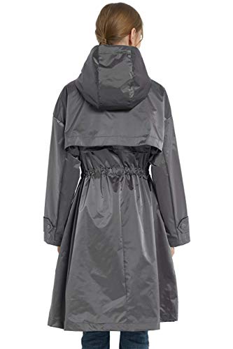 Orolay Gabardina para Mujer de Medio Largo con Cordón en la Cintura Impermeable con Capucha Gris S