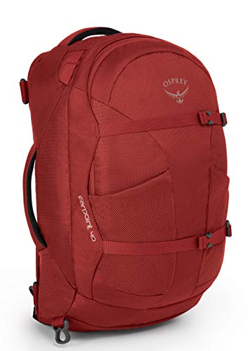 Osprey Farpoint 40 Men'S Travel Pack - Jasper Red (M/L) + Ultralight Raincover For 30 - 50L Packs (M)