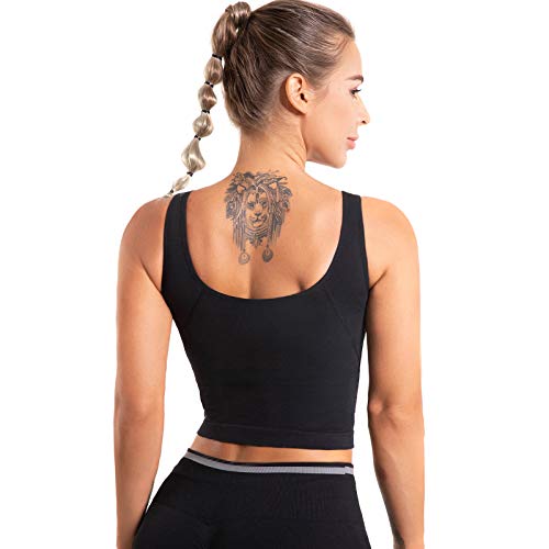 OUDOTA Sujetador Deportivo para Mujer Soporte Fuerte con Pechos Acolchados Acolchados Push Up Bustier Sin Aros para Sujetador de Yoga para Correr Trotar Entrenamiento Físico Negro XL