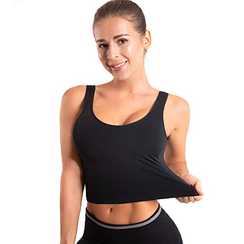 OUDOTA Sujetador Deportivo para Mujer Soporte Fuerte con Pechos Acolchados Acolchados Push Up Bustier Sin Aros para Sujetador de Yoga para Correr Trotar Entrenamiento Físico Negro XL