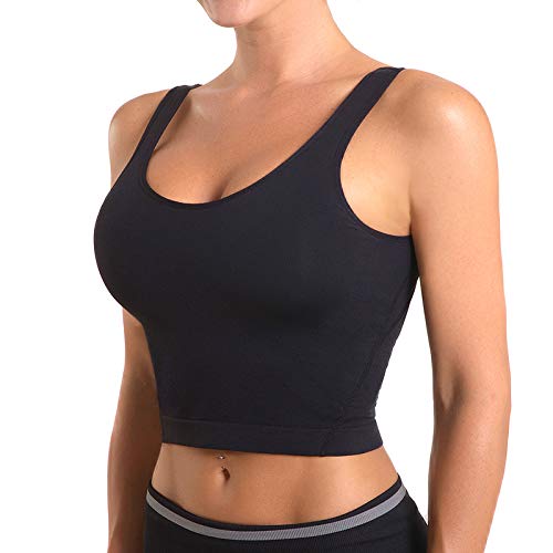 OUDOTA Sujetador Deportivo para Mujer Soporte Fuerte con Pechos Acolchados Acolchados Push Up Bustier Sin Aros para Sujetador de Yoga para Correr Trotar Entrenamiento Físico Negro XL