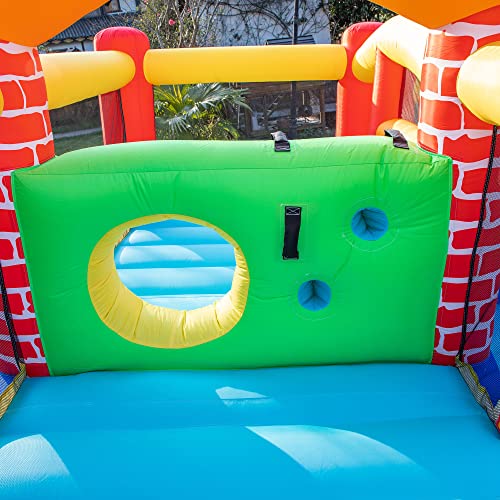 Outsunny Castillo Hinchable con 2 Toboganes 2 Camas de Salto y Piscina para Niños +3 Años Incluye Inflador y Bolsa de Transporte para Interior Exterior 380x370x230 cm Multicolor